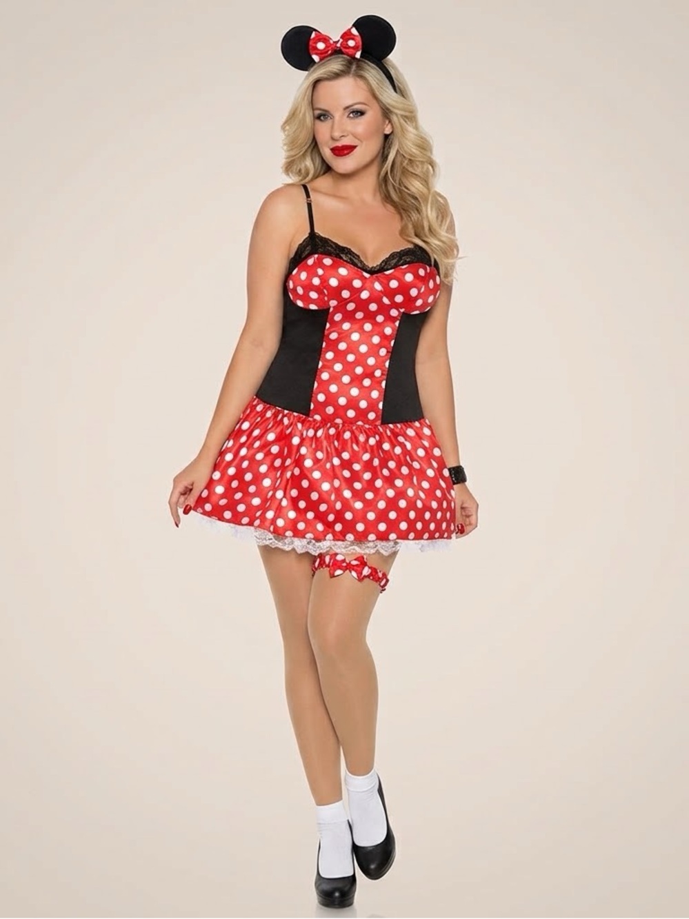 Elegant Moments Miss Mouse Polka Dot Mini Dress #Costume Plus Size 1x-2x NWT